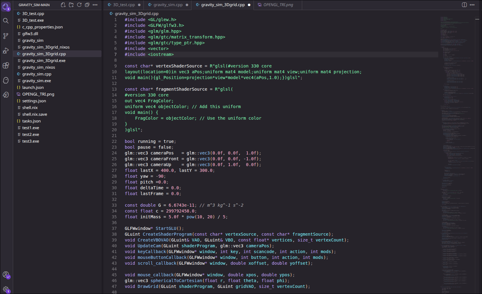OpenGL Gravity Simulation Code